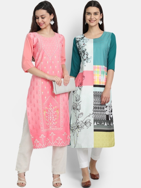 

Ethnic basket Women Pack Of 2 Multi Digital Printed Straight Kurta