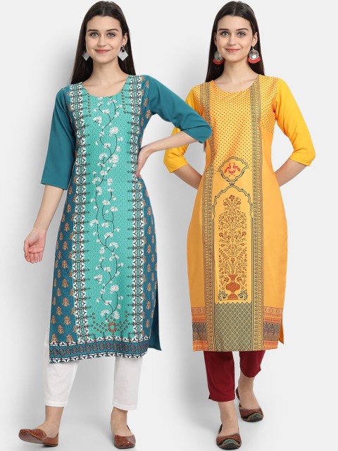 

Ethnic Basket Women Pack of 2 Multi Digital Printed Straight Kurta