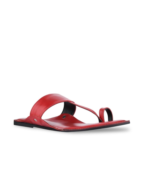

SKO Men Red Leather Comfort Sandals