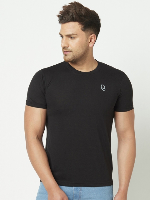 

ELEGANCE Men Black Regular Fit Pure Cotton T-shirt