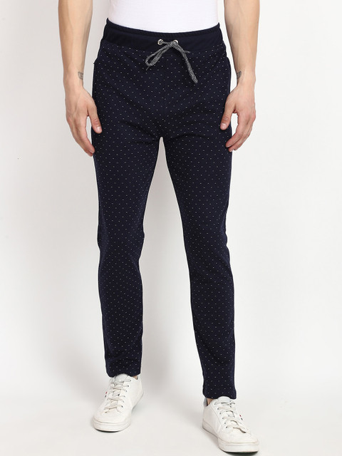 

V2 Value & Variety Men Navy Blue & White Printed Cotton Track Pants