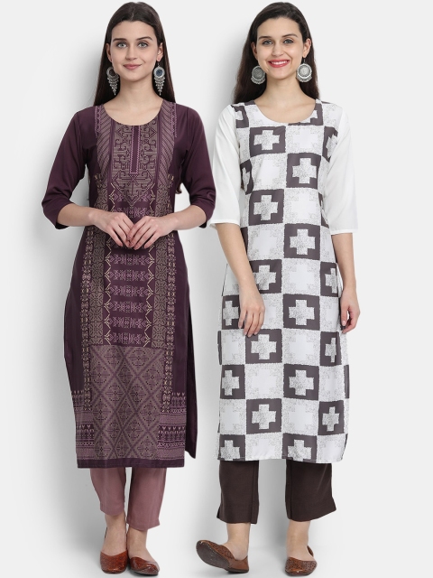 

Ethnic basket Women Multi Thread Work Crepe Kurta