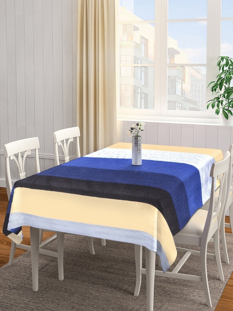 

NEUDIS Blue & Beige Premium Cotton Striped 6 Seater Table Cover