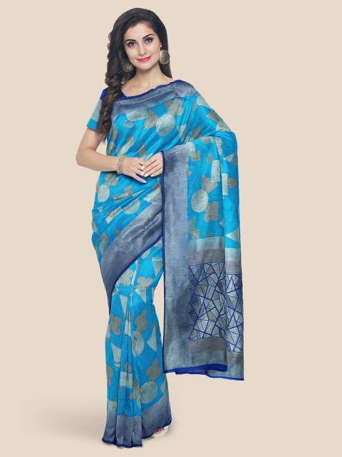 

Kalamandir Blue & Beige Woven Design Silk Blend Banarasi Saree