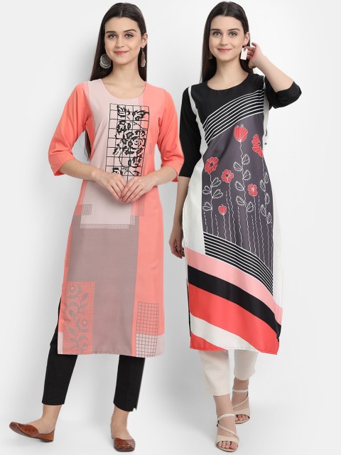 

Ethnic Basket Women Pack of 2 Multi Digital Printed Straight Kurta