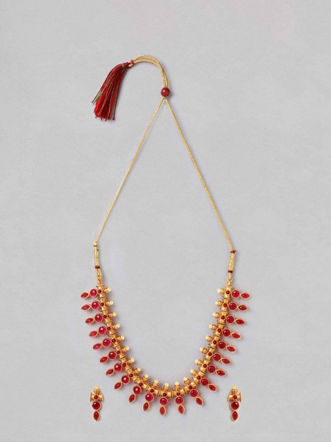

Rubans Gold-Plated Red Stone-Studded Handcrafted Jewellery Set
