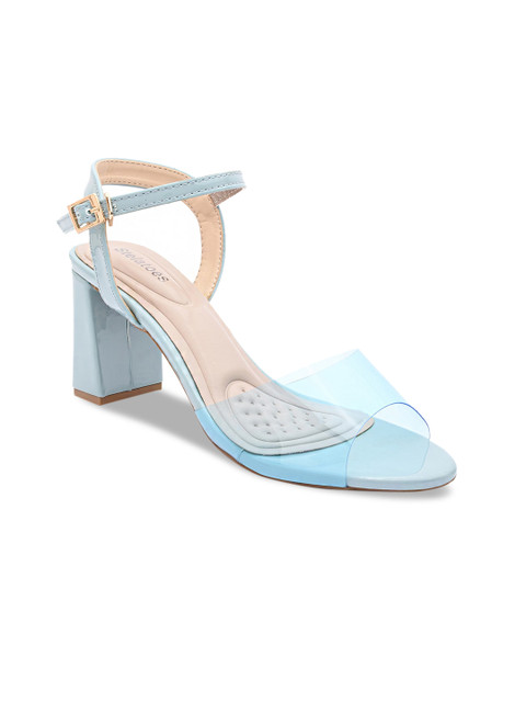 

Stelatoes Blue & Transparent PU Block Peep Toes with Buckles