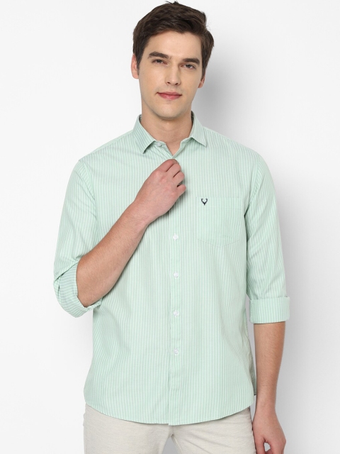 

Allen Solly Men Green Slim Fit Striped Casual Shirt