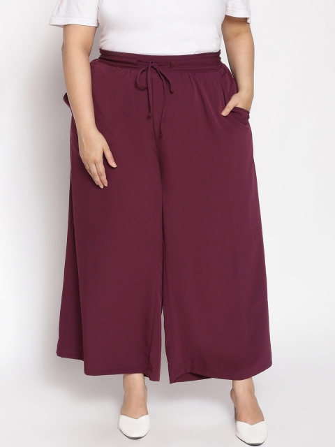 

Oxolloxo Women Maroon Solid Parallel Trousers
