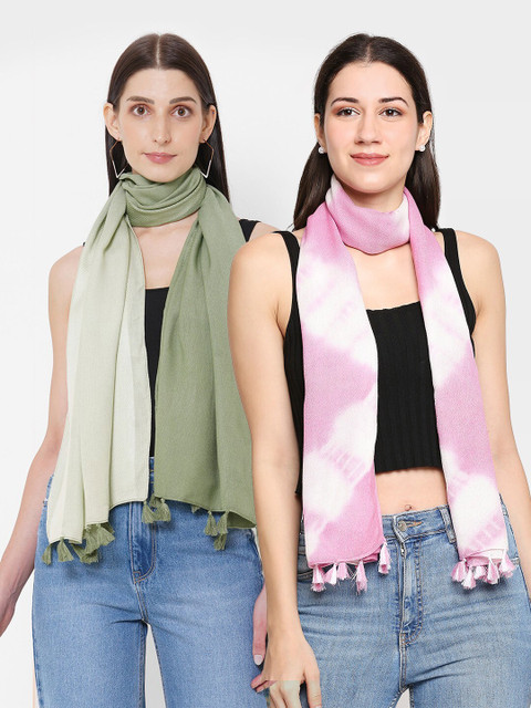 

Get Wrapped Women Pack Of 2 Pink & Green Scarves