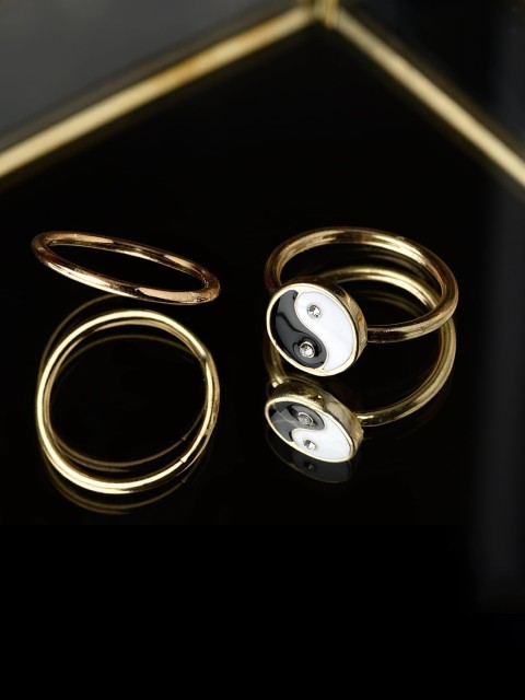 

Accessorize Gold Plated Ying Yang Finger Ring Set Of 2
