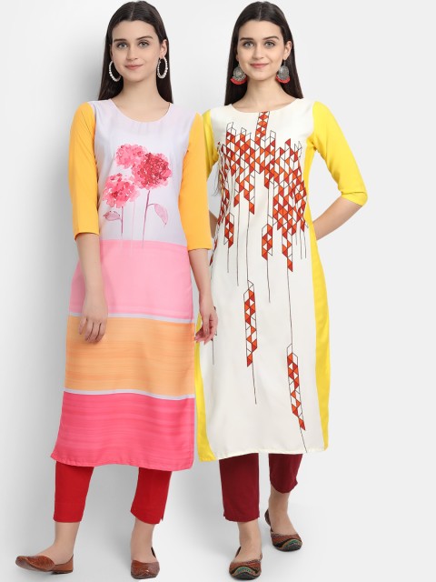 

Ethnic Basket Women Pack of 2 Multi Digital Printed Straight Kurta