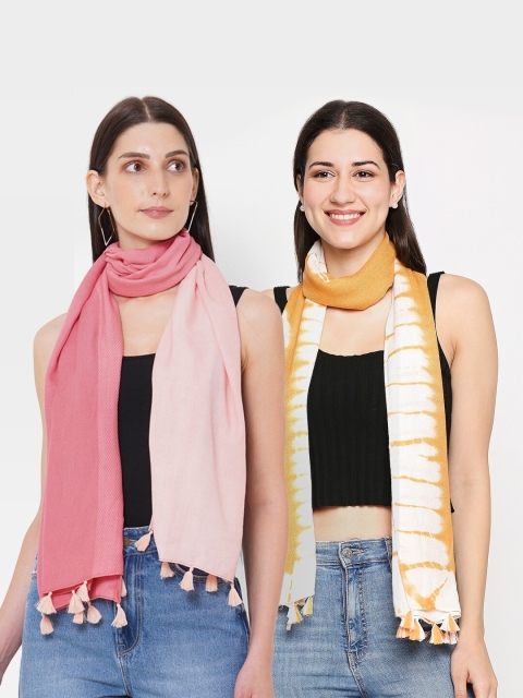 

Get Wrapped Women Pack of 2 Pink & White Tie-Dye & Ombre Scarf