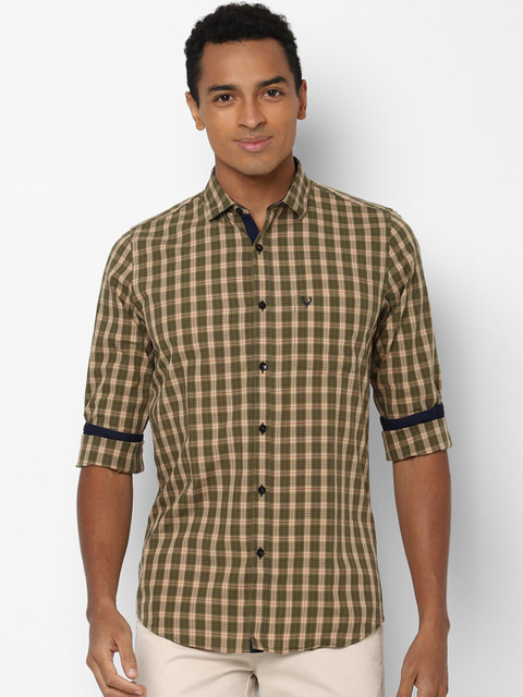 

Allen Solly Men Khaki Slim Fit Checked Casual Shirt