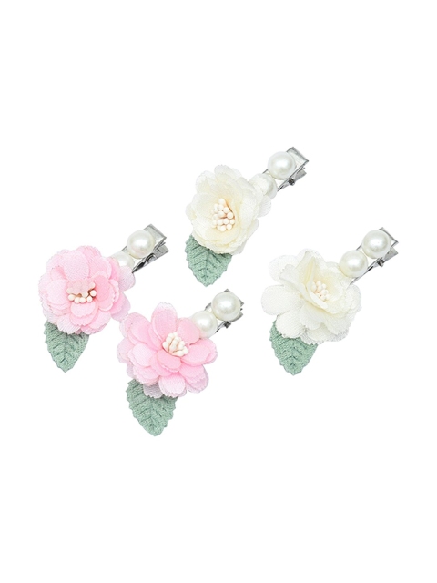 

FUNKRAFTS Girls Multicolor Set of 4 Beaded Alligator Hair Clip Set, Multi