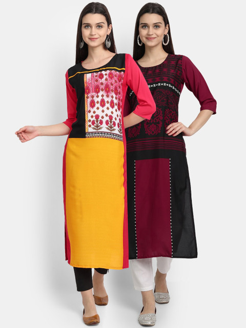 

Ethnic basket Women Multi Yoke Design Thread Work Crepe Kurta