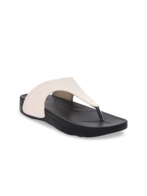 

Stelatoes Women Cream& Black Colourblocked T-Strap Flats