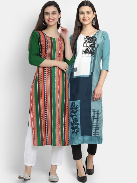 

Ethnic basket Women Pack of 2 Multicoloured Digital Printed Crepe Kurta, Multi