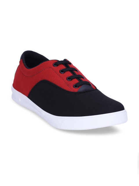 

Get Glamr Men Black & Red Colourblocked Sneakers