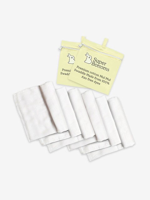 

SuperBottoms Infant Kids Pack Of 6 Multi Pure Premium Cotton Mul Mul Swaddles