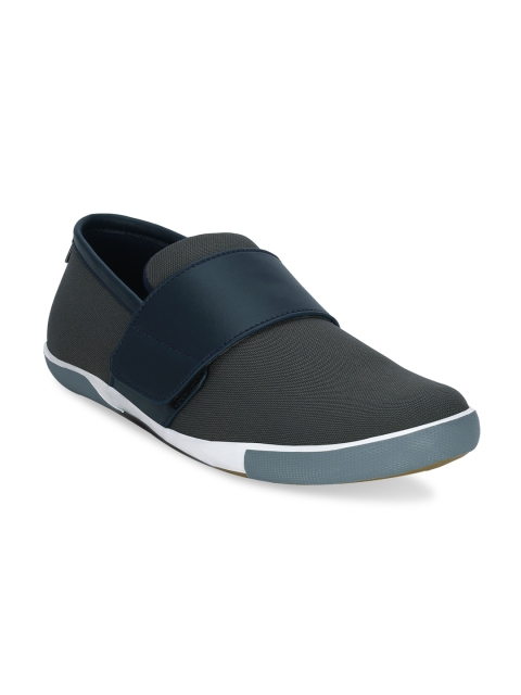 

Get Glamr Men Charcoal Grey Colourblocked Slip-On Sneakers
