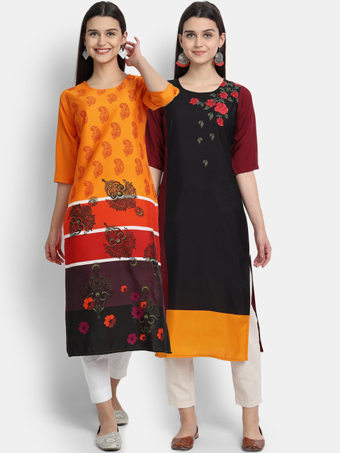

Ethnic basket Women Pack Of 2 Multi Digital Printed Straight Kurta