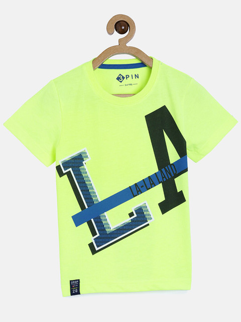 

3PIN Boys Green & Black Typography Printed T-shirt