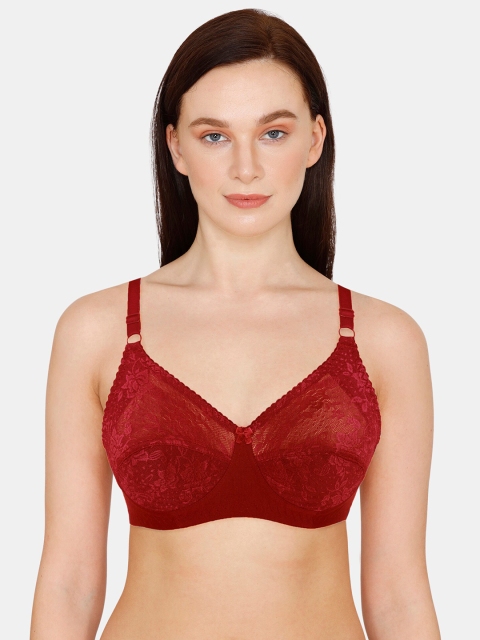 

Rosaline by Zivame Red Floral T-shirt Bra Full Coverage
