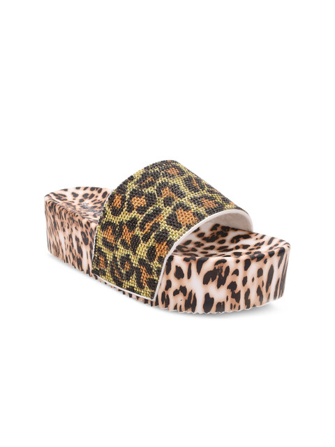 

Stelatoes Brown Printed PU Flatform Sandals