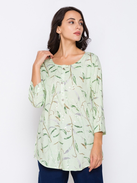 

TANKHI Green Floral Printed Kurti