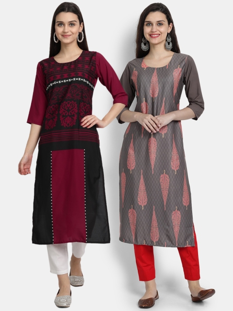 

Ethnic basket Women Set Of 2 Printed Crepe Kurta, Multi