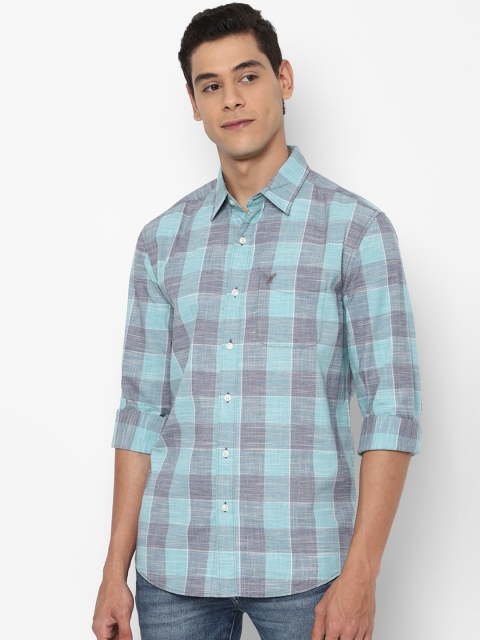 

AMERICAN EAGLE OUTFITTERS Men Blue Checked Cotton Casual Shirt