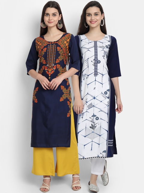 

Ethnic basket Pack of 2 Women Printed Crepe Kurta, Multi