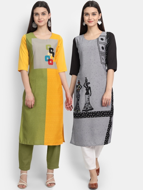 

Ethnic basket Women Pack of 2 Straight Kurtas, Multi