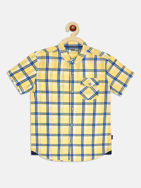 

Lil Tomatoes Boys Yellow Shepherd Checks Checked Casual Shirt