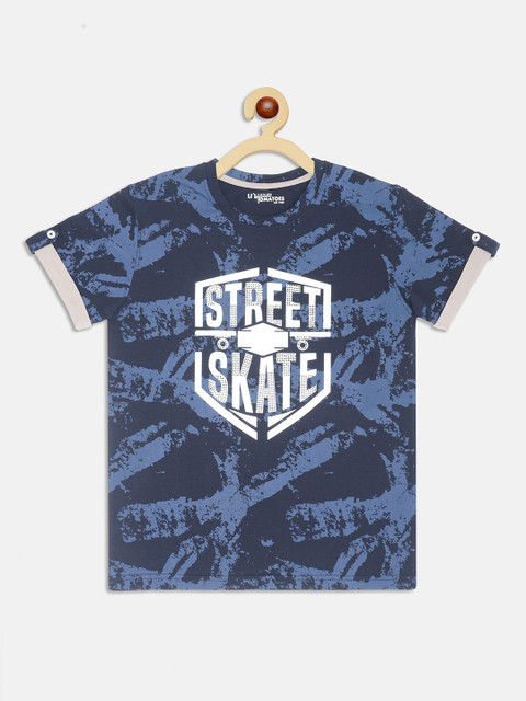

Lil Tomatoes Boys Navy Blue Typography Printed T-shirt
