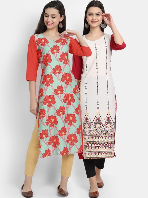 

Ethnic basket Pack of 2 Women Printed Crepe Kurta, Multi