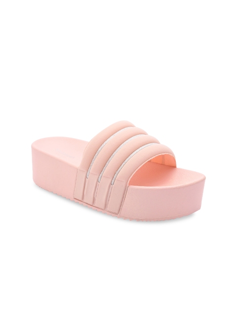 

Stelatoes Pink Striped PU Flatform Mules