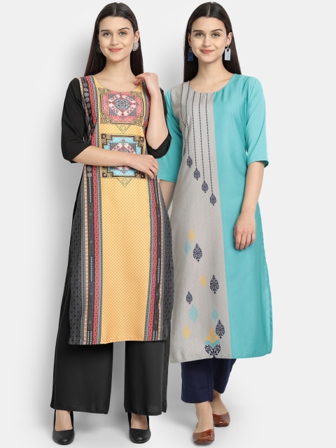 

Ethnic Basket Women Pack of 2 Multi Digital Printed Straight Kurta