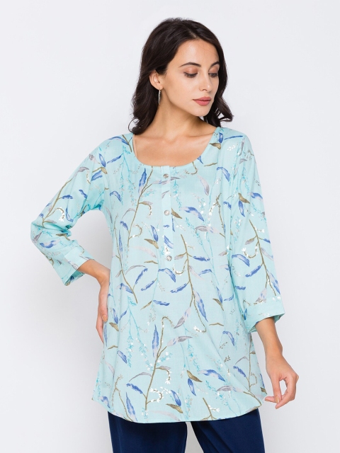

TANKHI Blue Floral Printed Kurti