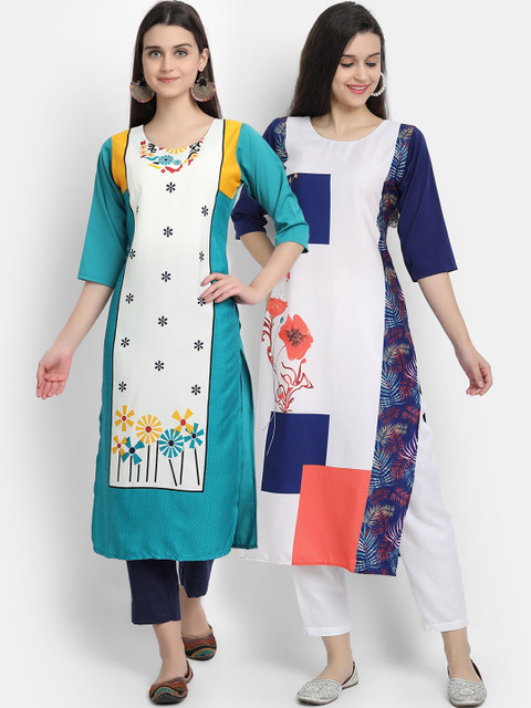 

Ethnic basket Women Pack Of 2 Multi Digital Printed Straight Kurta