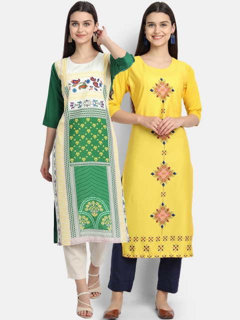 

Ethnic basket Women Set of 2 Multi Ethnic Motifs Printed Crepe Kurtas