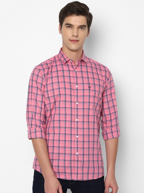 

Allen Solly Men Pink Slim Fit Checked Cotton Casual Shirt