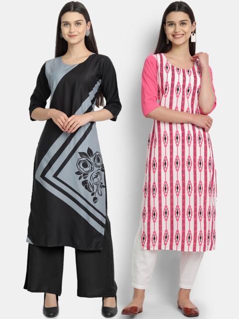 

Ethnic basket Women Set Of 2 Printed Crepe Kurta, Multi