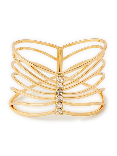 

Accessorize Gold-Plated Wire-Stacked Crystal-Studded Finger Ring