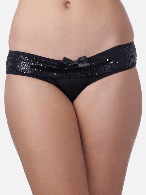 

Heart 2 Heart Women Black Sequinned Lace Bikini Briefs H2H 72N