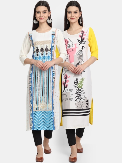 

Ethnic basket Women Multi Printed Crepe Kurta Pack of 2