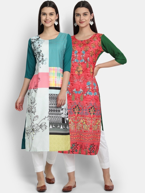

Ethnic basket Pack of 2 Women Printed Crepe Kurta, Multi