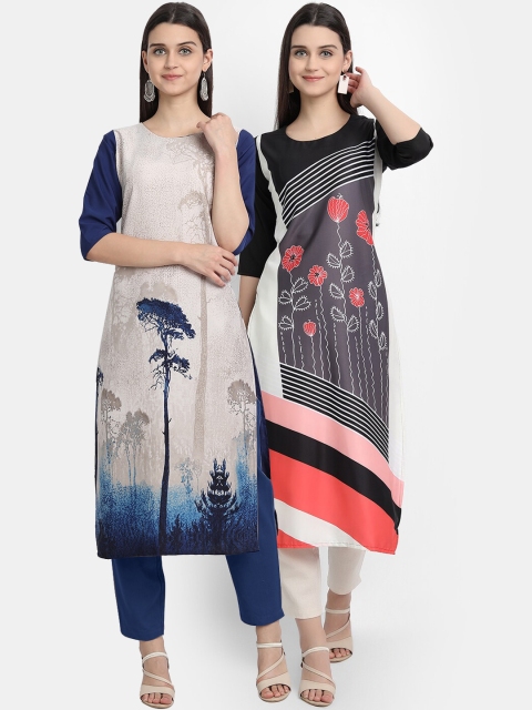 

Ethnic basket Women Multi Printed Crepe Kurta