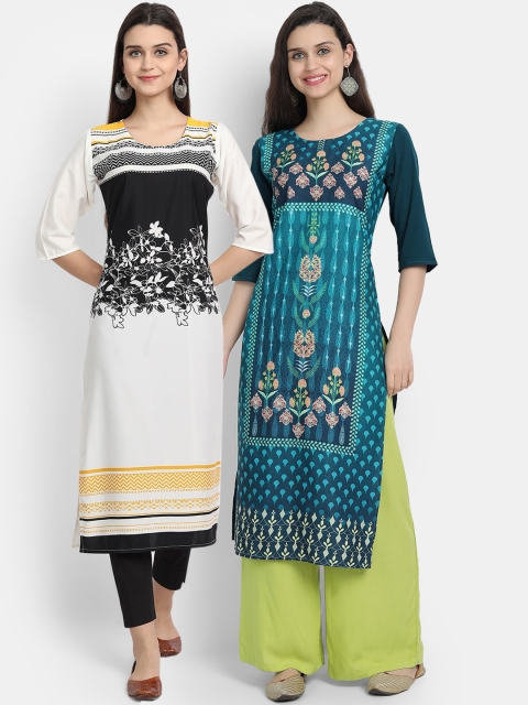 

Ethnic basket Pack of 2 Women Printed Crepe Kurta, Multi
